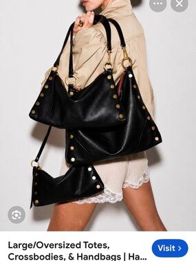 Hammitt Black Pebbled / red suede and gunmetal Large Tony bag LIKE NEW